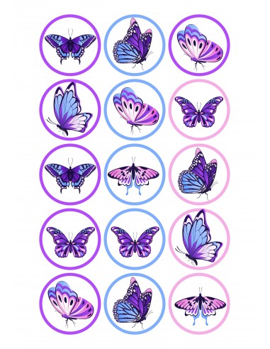 Papel de azúcar Mariposas para galletas