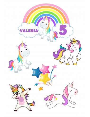 Papel de azúcar figuras Unicornios