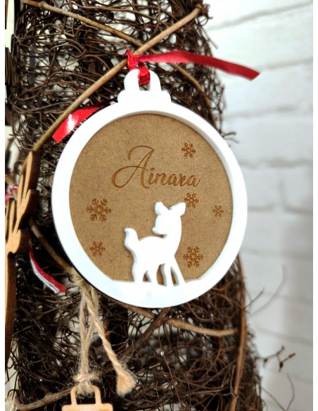 Adorno árbol Navidad Bambi dos colores personalizado