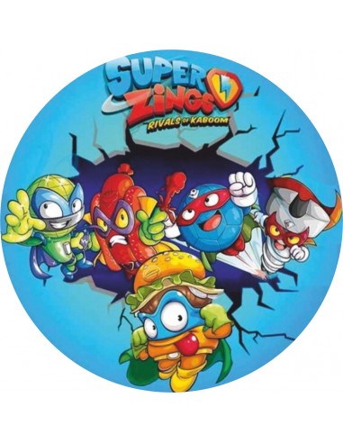 Papel de azúcar con personajes Superzings para tarta