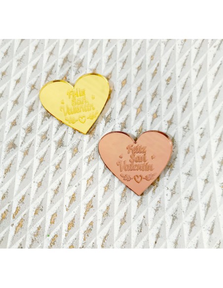 Corazón Acrílico Feliz San Valentín para tartas