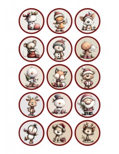 Papel de azúcar Personajes Navideños para galletas