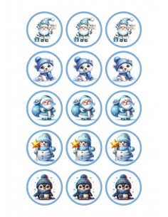 Papel de azúcar Personajes Invierno para galletas