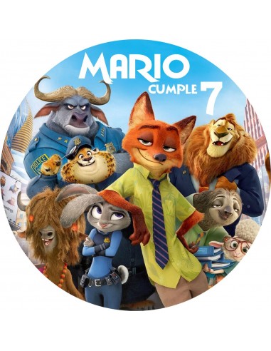 Papel comestible Zootropolis personalizado 20 cm