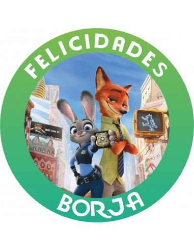 Papel comestible Zootropolis con nombre
