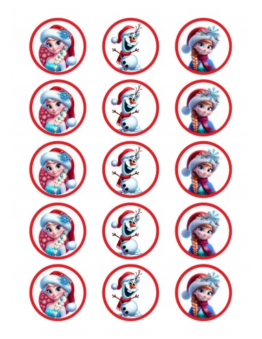 Papel de azúcar Personajes Frozen Navidad para galletas