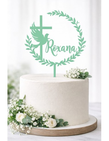 Topper floral Comunión personalizado