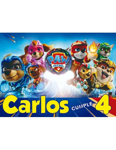 Papel Comestible Patrulla Canina Mighty Movie Rectangular Personalizado