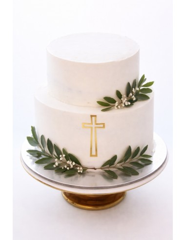 Cruz acrílica hueca frontal para tartas 8 cm