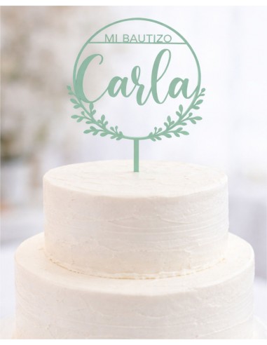 Topper personalizado Bautizo modelo floral