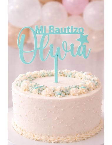Topper tarta Mi Bautizo con nombre