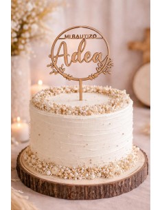 Topper personalizado Bautizo modelo floral