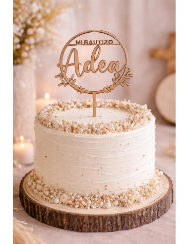 Topper personalizado Bautizo modelo floral