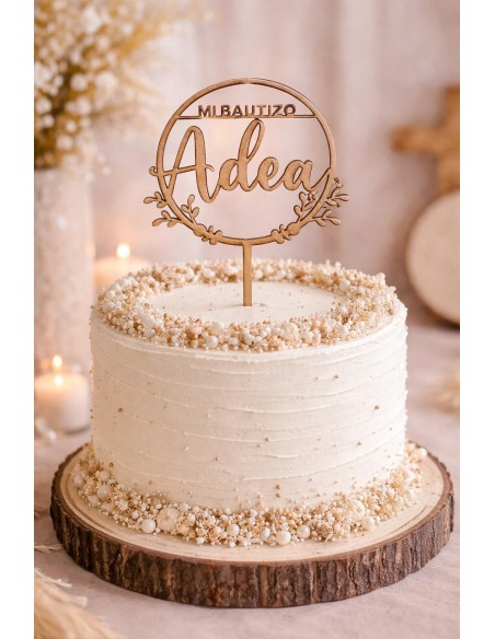 Topper personalizado Bautizo modelo floral