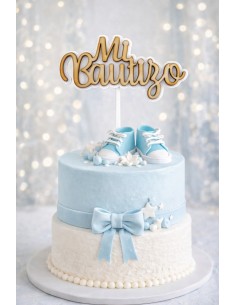 Topper para tarta Mi Bautizo en dos colores