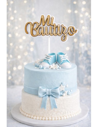 Topper para tarta Mi Bautizo en dos colores