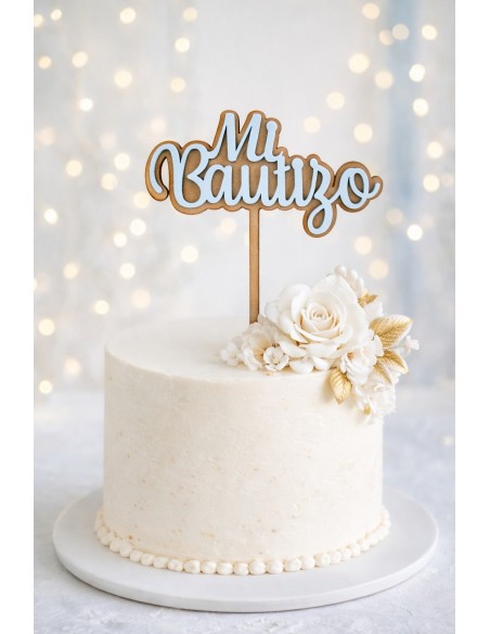 Topper para tarta Mi Bautizo en dos colores