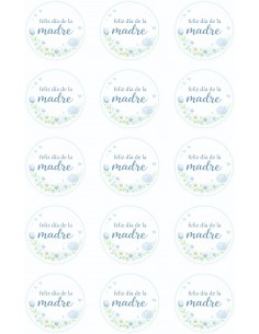 Papel Comestible Feliz Día de la Madre Floral Azul para Galletas