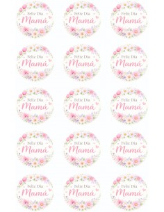 Papel Comestible Feliz Día Mamá Floral para Galletas