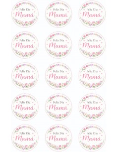 Papel Comestible Feliz Día Mamá Flores para Galletas