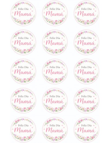 Papel Comestible Feliz Día Mamá Flores para Galletas