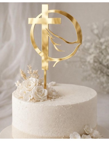 Topper para tarta Cruz con paloma