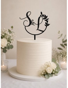 Topper iniciales flores