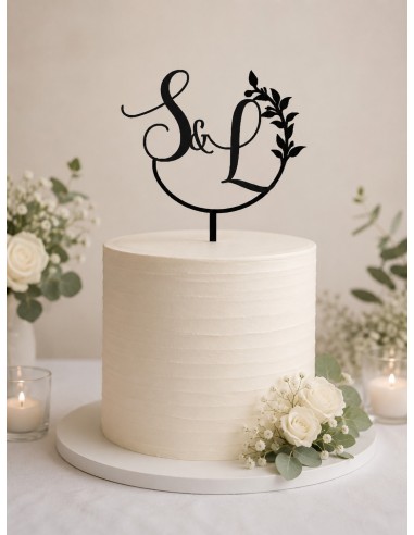 Topper iniciales flores