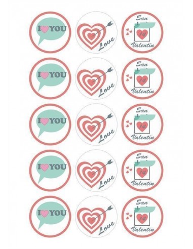 Papel de azúcar San Valentín para galletas 